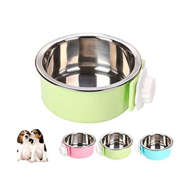 Imagem de Tigelas para cães e gatos, tigelas removíveis de aço inoxidável para pendurar para canil, alimentador de água e alimentos, copo de galinheiro para gatos, cães, coelhos e pequenos animais (grande,