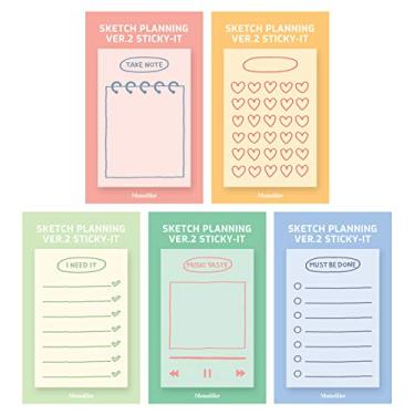 Imagem de Monolike Sketch Planning Ver.2 Sticky-it – Conjunto de 5 peças de bloco de notas autoadesivo 30 folhas