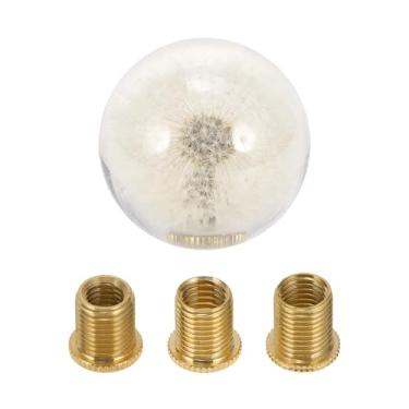 Imagem de Partuto 1 conjunto de manípulos de câmbio universal de 7 cm - Manípulo de câmbio de engrenagem de carro esfera redonda com 3 adaptadores para veículos automáticos e manuais - branco cristal sintético