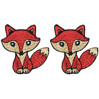 Imagem de Papapatch Conjunto 2 de pequenos pequenos pequenos animais lobo raposa fofo bebê decalque decorativo fantasia DIY roupas reparação jaqueta camisetas sacos aplique costurar ferro em remendos bordados -