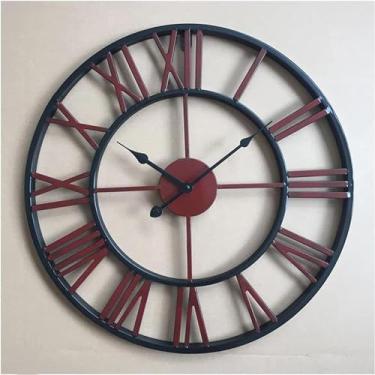 Imagem de Relógios de parede modernos de metal, vintage, redondo, silencioso, sem tique-taque, relógio com números romanos para sala de estar/quarto/decoração de parede de cozinha