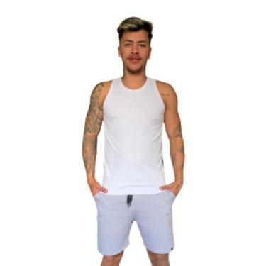 Imagem de Camiseta Camisa Regata Americana Canelada Masculina - Rivas, Branco, G