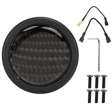 Imagem de Kit de Botão de Buzina de Fibra de Carbono, Substitua Os Botões Ausentes Em 6 Parafusos Botão de Buzina do Volante para Volante Carro Acessório Modificado Peças Automotivas