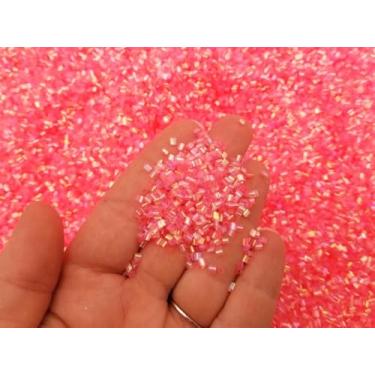 Imagem de Zoe Creative Miçangas neon fluorescentes brilhantes brilhantes neon crocantes para slime crocante (RFS), contas de palha iridescentes, glitter 3D, fornecimento de geleca (rosa coral neon, saco de 100