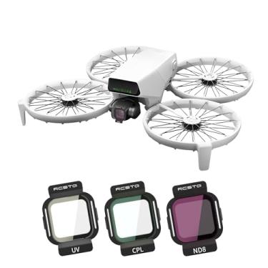 Imagem de RCstyle Kit de 3 filtros ND para DJI Flip, filtros de lente protetora de câmera cardan multirevestidos para acessórios DJI Flip (ND8, CPL, UV)