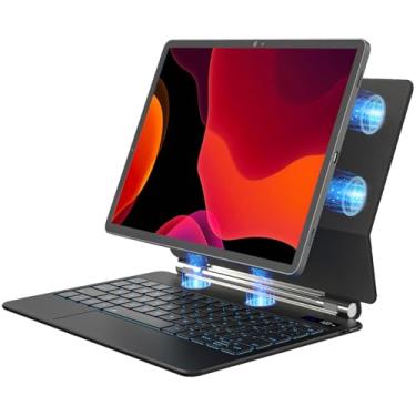 Imagem de Foeytaody Capa com teclado para Samsung Galaxy Tab S10 Lite/S10/S9 FE 10,9 polegadas e S11/S9/S8/S7 11 polegadas teclado magnético flutuante suporte cantilever com trackpad multitoque sem fio