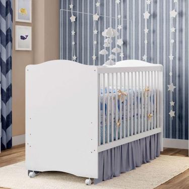 Imagem de Berço Infantil Simples Com Rodízios Satriani Branco