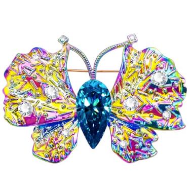 Imagem de KZQtriid Broches de estilo escuro para mulheres, tinta spray prateada, alfinetes de broche de gavião multicoloridos de cristal para mulheres, broche de cristal, broche Hawkmoth, metal, cristal, Metal,