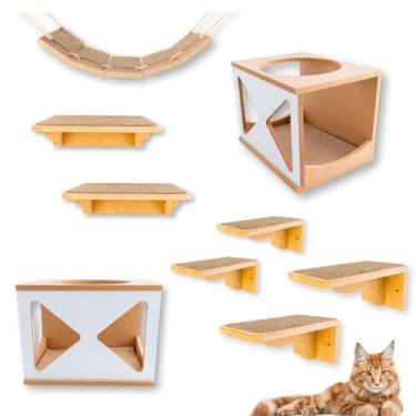 Imagem de Nicho Para Gato 1pç Montado Premium Resistente Casinha para Gato Parede (Branco)