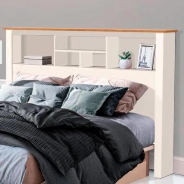 Imagem de Cabeceira Casal Box Martina com Prateleira Off White Madeira - CasaH