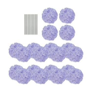 Imagem de Ｂｅｓｇａ Flores artificiais de hortênsia Arranjos florais decorativos, adereços de fotos com caule para decoração de casamento em casa do chuveiro, Roxo