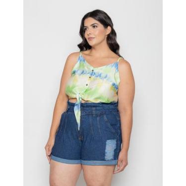 Imagem de Regata Feminina Plus Size Alcinha Tie Dye Nó Com Botões Premium - SML 
