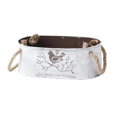 Imagem de Ioensy Balde de flor de ferro com alça vasos de flores decoração rústica decoração vintage countryside decoração berçário pail de plantador, 21x11x8cm