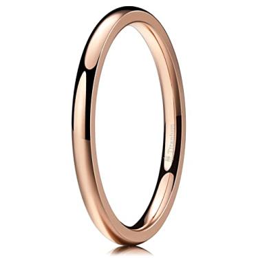 Imagem de THREE KEYS JEWELRY Aliança de casamento de titânio polido básico ouro rosê de 2 mm, 4 mm, 6 mm, para homens e mulheres, ajuste confortável, simples, unissex, Metal não precioso, não conhecido,