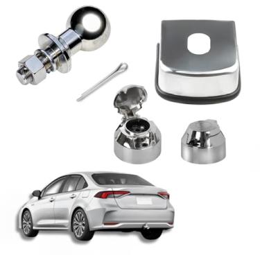 Imagem de Kit Completo Bola Engate Reboque Automotivo Tomada 6 Vias + Chapa Acabamento Universal 8,5cm