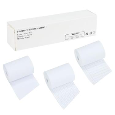 Imagem de Buqoo Rolos de papel de recibo, um dispensador de papel em rolo de 5 cm para uso no dispensador rotativo. Papel para notas adesivas para lista de compras de mesa - 3 rolos por caixa
