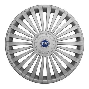 Imagem de Calota aro 15 prata 171ar aro de pressão + emblema fiat azul - Garagem