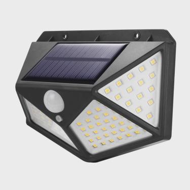 Imagem de Luminária Solar Spot Externo Lâmpada Refletor Arandela c/ 100 Leds Com Sensor De Presença A Prova Dágua Branco Frio