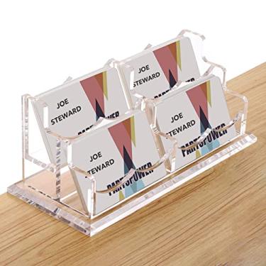 Imagem de Acrylic Business Card Holder for Desk, Horizontal Clear Business Name Card Display Stand, Desk Accessory Business Name Card Organizer (Horizontal, 4-Slot)