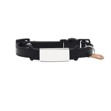 Imagem de Coleira de gato, com decoração de urso fofo, couro PU, tamanhos grande, médio e pequeno, preto marrom e branco (preto 【com etiqueta de nome】, G)