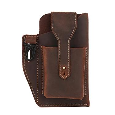 Imagem de Bolsa de cintura clássica vintage de couro para celular masculina para iPhone 13 12 11 Pro Max Samsung Galaxy Presente de aniversário para homens Ele Marido Pai