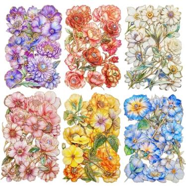 Imagem de 90 peças de adesivos de scrapbook de papel série sonho sombra de veludo, flor de veludo, pétalas do mar, brilho do sol, kit de adesivos para scrapbooking, lixo efêmero, artesanato faça você mesmo