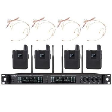 Imagem de AMW BU7000 Microfone sem fio 4 Canais Digital UHF Auricular