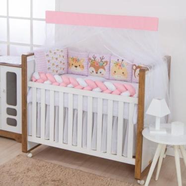 Imagem de Kit Berço Americano Trança 12 peças Safari Rosa - Miguel Baby