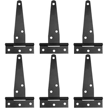 Imagem de BAZAC 6 dobradiças de obturador em forma de T, dobradiças sólidas triangulares de ferro à prova de ferrugem para casa, galpão, cerca de madeira, porta de jardim, dobradiças de caixa de madeira