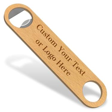 Imagem de 10-100 abridores de garrafas de madeira personalizados - logotipo/texto gravado a laser - abridores de cerveja personalizados para bares, cervejarias, restaurantes, eventos, presentes corporativos