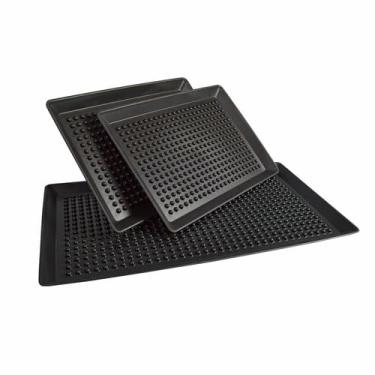 Imagem de A-to-Z Supply Pleezer de pizza, 30,5 cm x 61 cm, retangular, elevadores patenteados, podem ser colocados no micro-ondas e na lava-louças, polipropileno, carvão (12 cada por caixa)