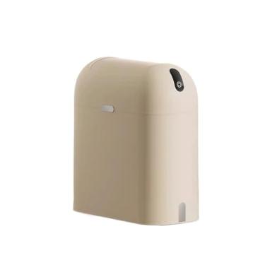 Imagem de Lixeira Lata de lixo doméstico com tampa Abertura e fechamento automático Sala de estar Cozinha Banheiro Lata de lixo inteligente Latas de lixo tipo sensor Lixeira(Beige)