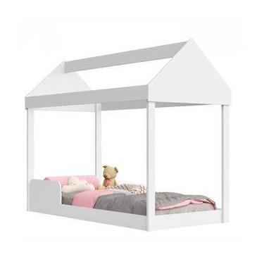 Imagem de Mini Cama Casa Castelo Estilo Montessori MDF Segura com Grade Proteção
