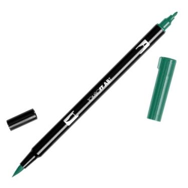 Imagem de Tombow Marcadores artísticos de caneta pincel duplo, verde caçador 249, pacote com 6