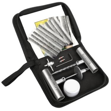 Imagem de Kit de reparo de pneu, 24 peças de kit profissional de reparo de pneu plano universal de emergência para consertar furos, para carro, motocicleta, caminhão, carrinho de golfe, ATV, trator, ARB, RV