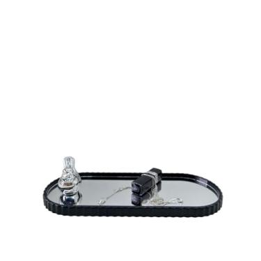 Imagem de Bandeja Espelhada Banheiro Lavabo Bandeja Decorativa Multiuso Preta Dourada(Preto（J90261))