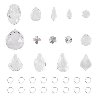 Imagem de Beadthoven Prisma de cristal facetado transparente com 33 peças, prismas de cristal para lustres, pingentes pendurados para janelas, presentes de Feng Shui, jardim, festa de casamento, decoração de