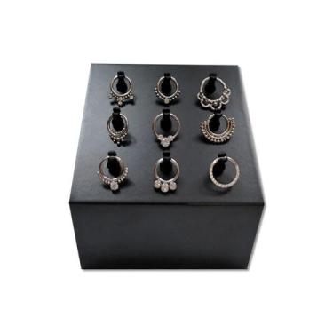 Imagem de (M-3)Expositor de Piercing Trapézio MÉDIO - 9 PINOS DE PLASTICO - PRET