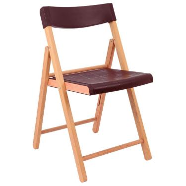 Imagem de Cadeira de Madeira Dobrável Tramontina Potenza Natural Polipropileno Marrom