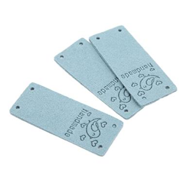 Imagem de 100pcs Feitos Artesanais Com Gravação Feita, Etiquetas de Roupas para Costurar Artesanato Com Material de Super Fibra, Tamanho 2 X 5cm, Rótulo Couro PU, Adequado para Diferentes Itens Costura (Azul
