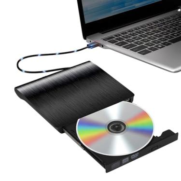 Imagem de Unidade de DVD externa, gravador de CD USB 3.0 portátil +/-RW, leitor de DVD para gravador de ROM, compatível com laptop, PC desktop, Windows, MacBook, Linux, Mac OS
