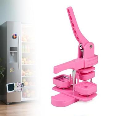 Imagem de Máquina de fazer botões de ímã de geladeira, máquina de botão para fazer crachás de 50 mm, máquina de prensa de crachás faça você mesmo, com 100 conjuntos de consumíveis, máquina de ímã de foto de