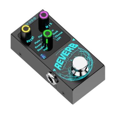 Imagem de MEDIORAYS Mini Pedal De Reverberação Para Guitarra, Verb Square Digital, 9 Modos: Sala, Hall, Chorus, Duck, Plate, Studio, Eco, Lo-Fi Com True Bypass, Caixa Liga Alumínio (Reverberação Preta)