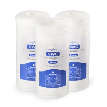 Imagem de Locofiltr Cartucho De Filtro Água Para Poço Sedimentos, Enrolado Em Corda, 5 Mícrons, 10" X 4,5", Toda A Casa, Cw5-Bbs, 84637, Wp5Bb97P, Wpx5Bb97P, Wh-Hd200-C, Swc-45-1005, Pc10, Pc40, Rs22, Ppw10Bb