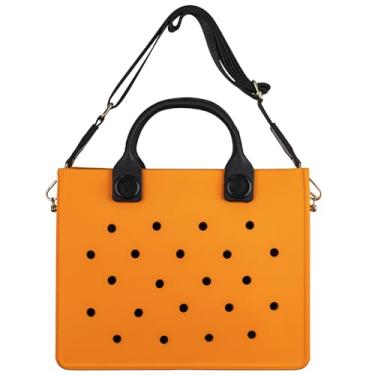 Imagem de Bolsa feminina de EVA para praia, impermeável, à prova de areia, leve, de secagem rápida, para natação, 27,7 x 21,6 x 7,6 cm, Laranja, Medium, Bolsa feminina para viagens e praia