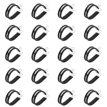 Imagem de PATIKIL Braçadeiras de cabo de 5 cm, 20 peças de aço inoxidável 304 braçadeira de conduíte de cabo de braçadeira de tubo rígido clipes de borracha de metal para tubos suporte de mangueira de fio