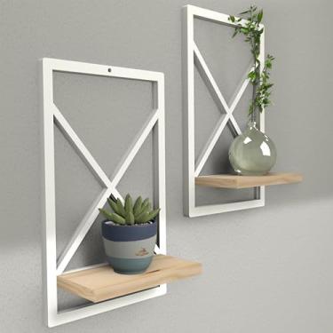 Imagem de Prateleira Estilo Industrial 23x37 Cm Modelo Quadro Ideal Para Sala Quarto Cozinha E Banheiro(BRANCO,1)