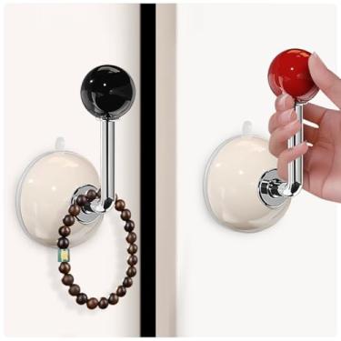Imagem de EHERDM 2 maçanetas de porta com ventosa vintage removíveis para portas de vidro, janelas, armários, geladeiras, multifuncionais, sem ganchos de perfuração, decoração de casa moderna, preto e vermelho
