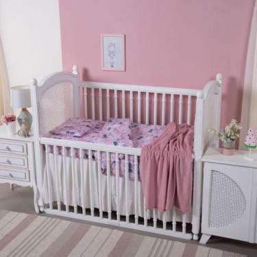 Imagem de Kit Cama Berço Estampado 3 Peças  Edredom Gatinho + Lençol + Fronha Te