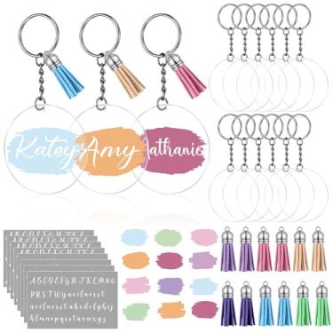 Imagem de Tondiamo 12 conjuntos de chaveiros, faça-você-mesmo, chaveiros personalizados com borla e adesivos UV para lembrancinhas de festa com nomes faça-você-mesmo